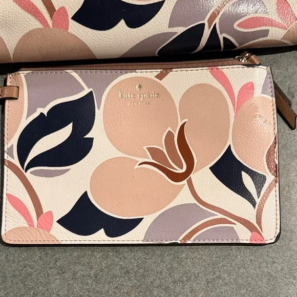 Kate Spade Floral Tote - Cream, Tan, Black, Pink - Picture 2 of 12